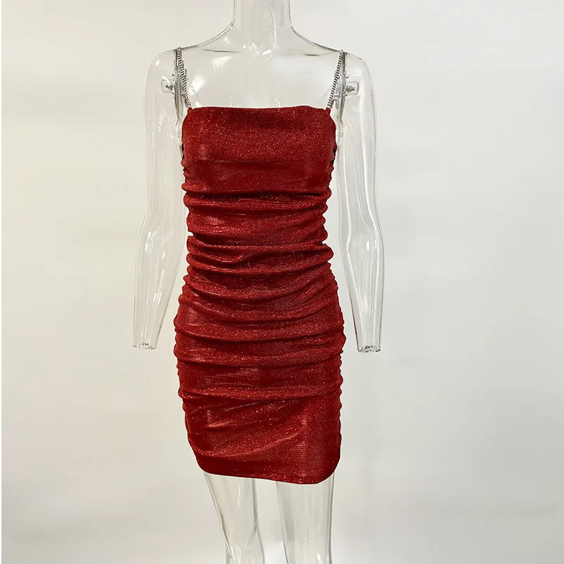 Glitter Spaghetti Strap Bodycon Mini Party Dress - View 10
