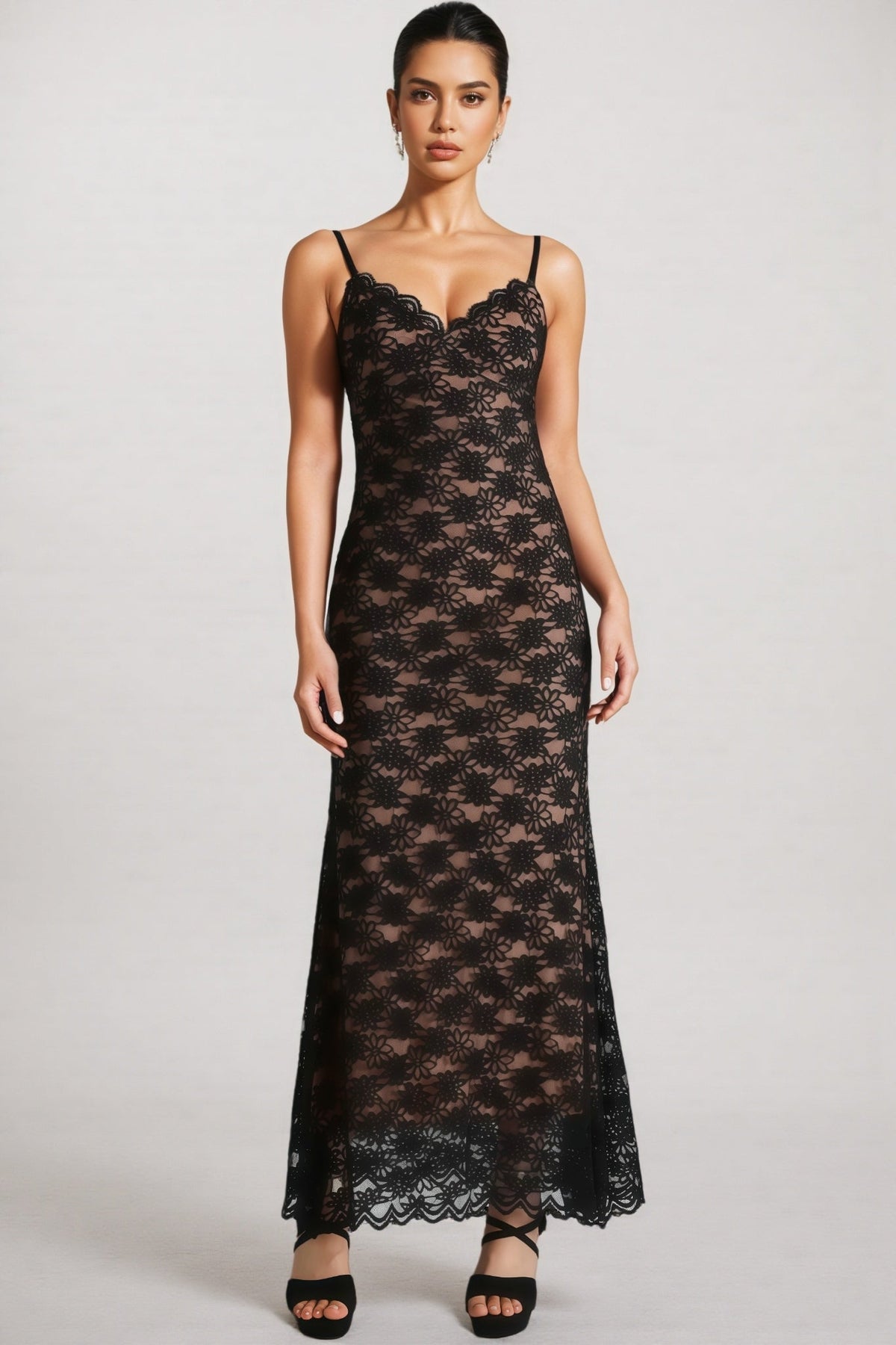 Vanni Black Lace Sleeveless Maxi Dress