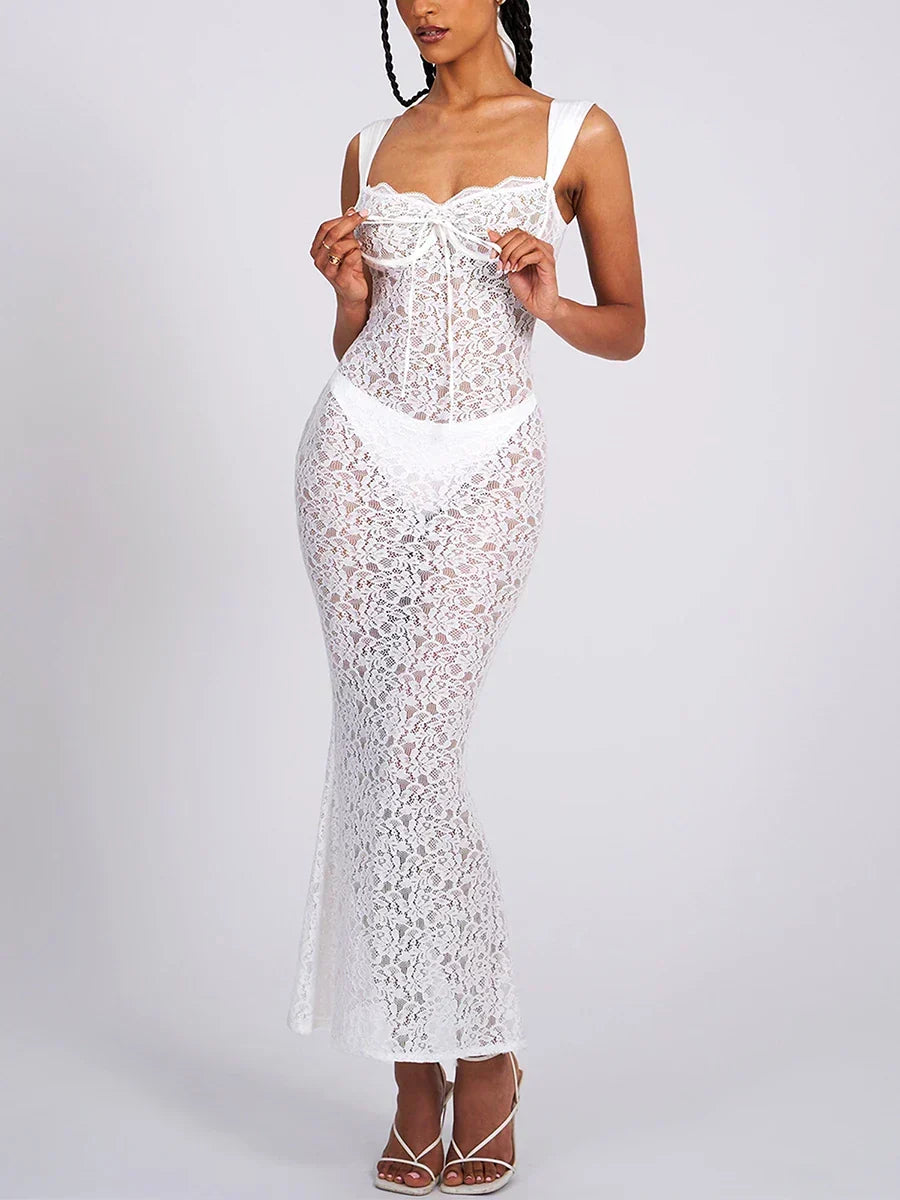 2024 Elegant SeeThrough Backless Wedding Lace Dress - View 3