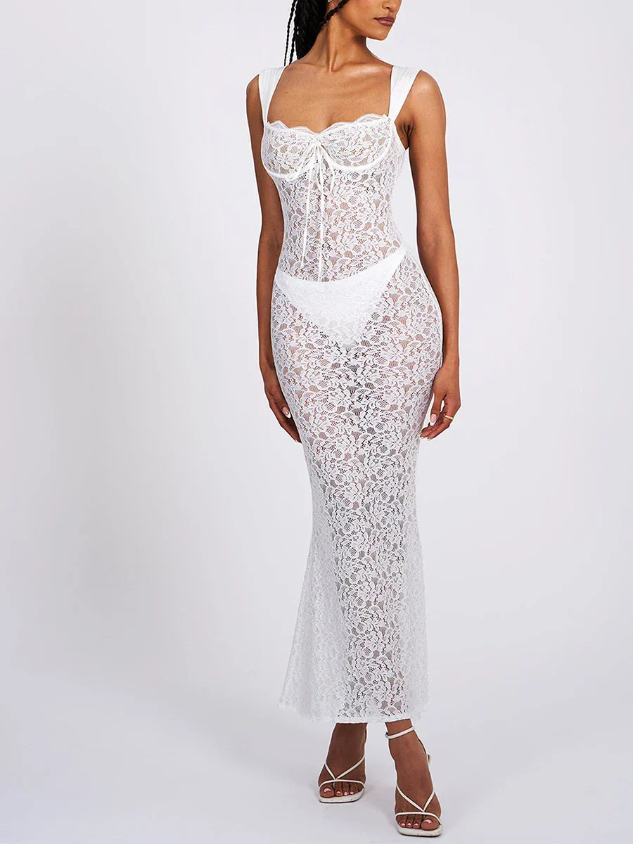 2024 Elegant SeeThrough Backless Wedding Lace Dress - View 2