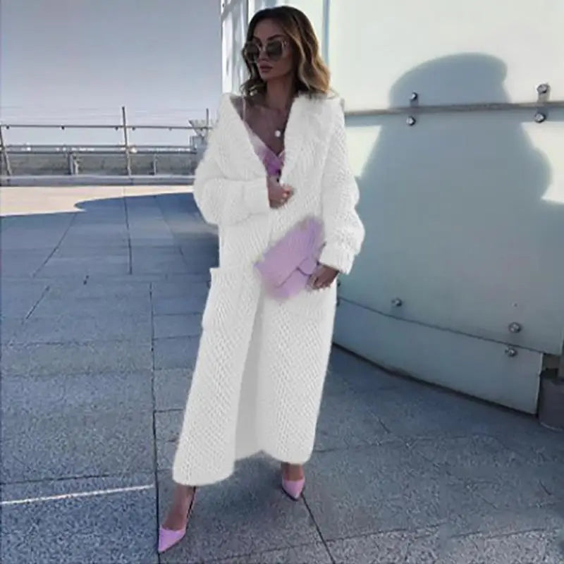 Hooded Chunky Knit Open Front Longline Cardigan Coat 3