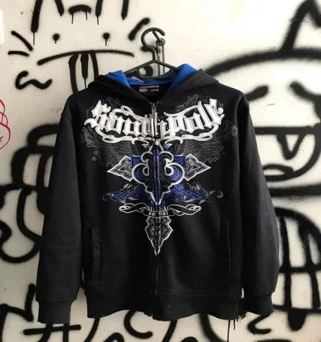 Grunge Zip Up Sweatshirt black 3 / M