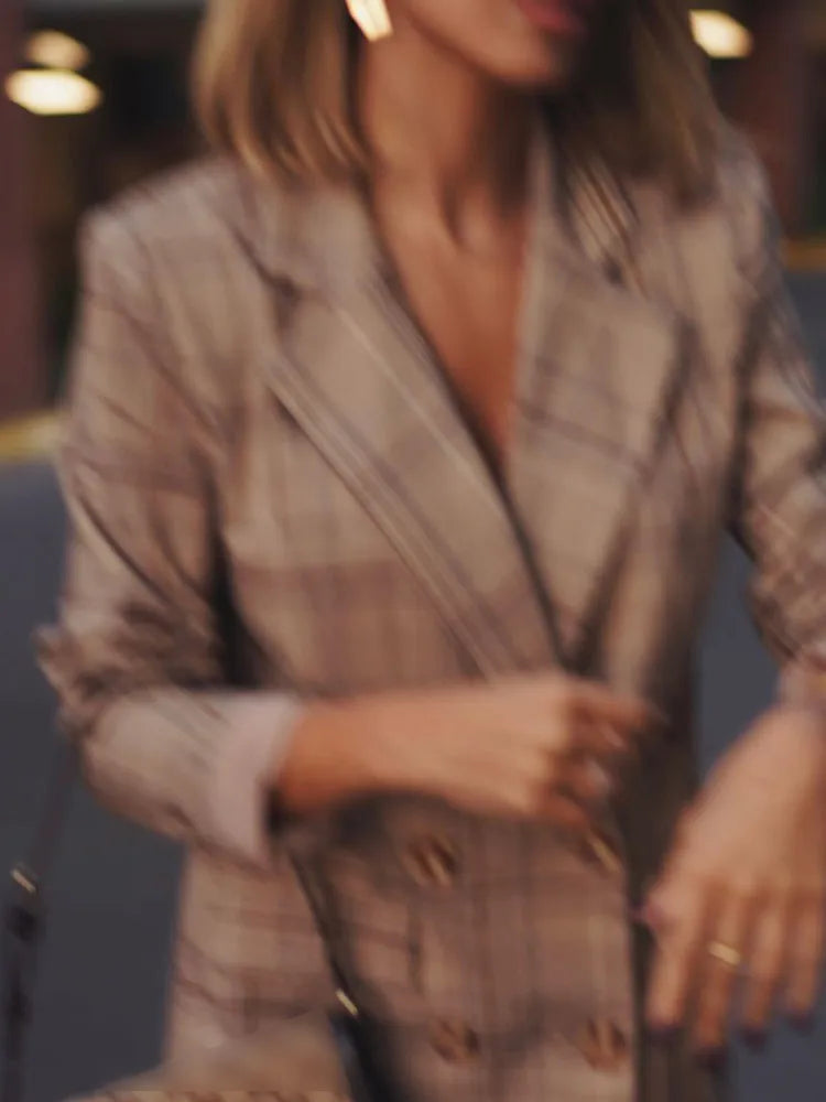 Plaid Print Slim Suit Coat