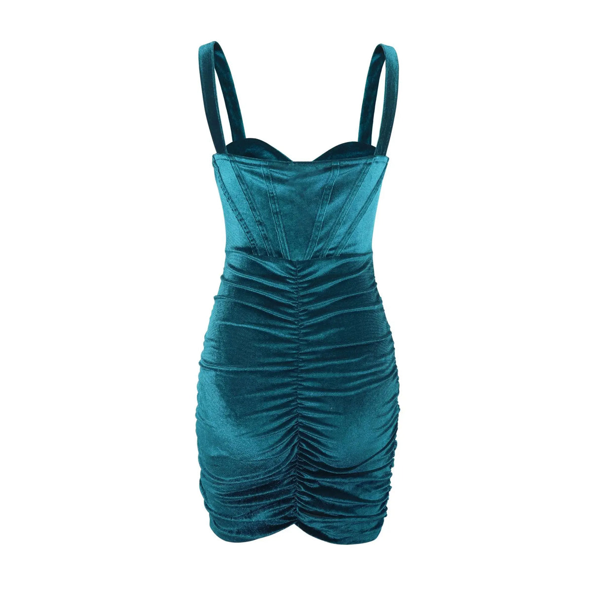 Sweetheart Corset Ruched Velvet Bodycon Mini Dress 5