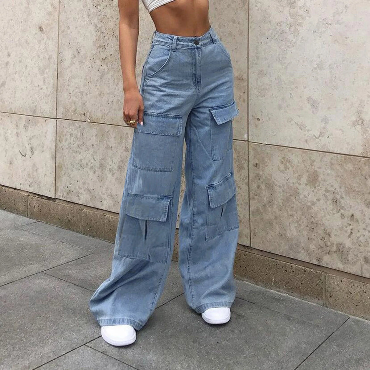 High-Waist Wide-Leg Denim Jeans