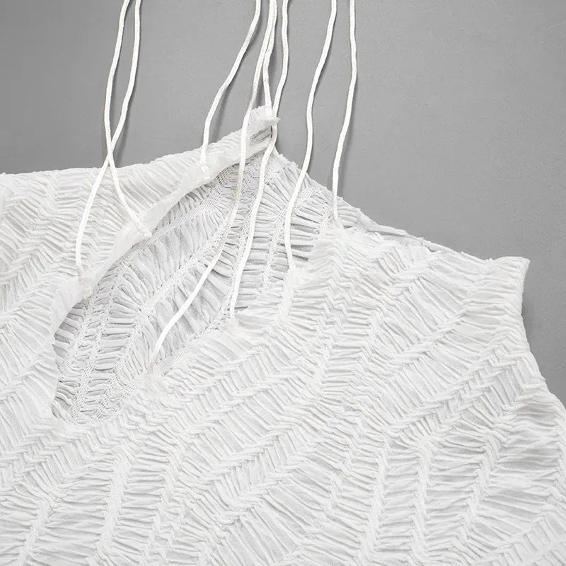 Wrinkled Lace Up Mini Dress - View 4