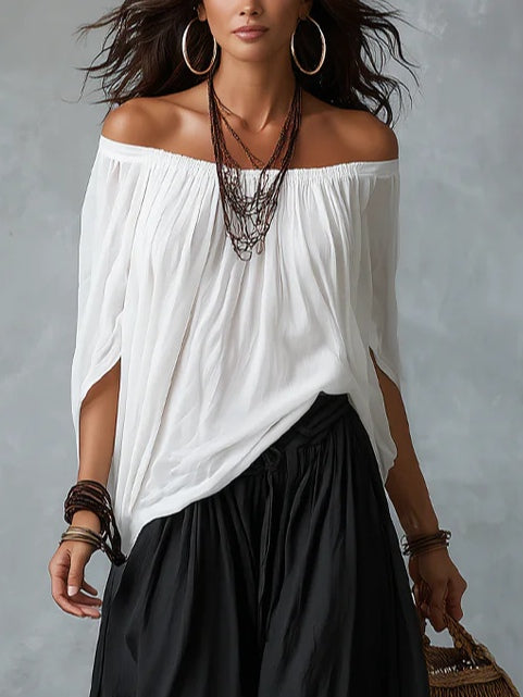 Off Shoulder Top and Wide Leg Pants Two Piece Set 8