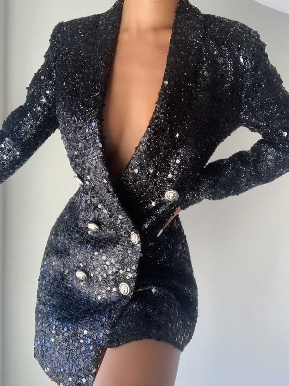 Sequin Blazer Style Bodycon Dress - View 10