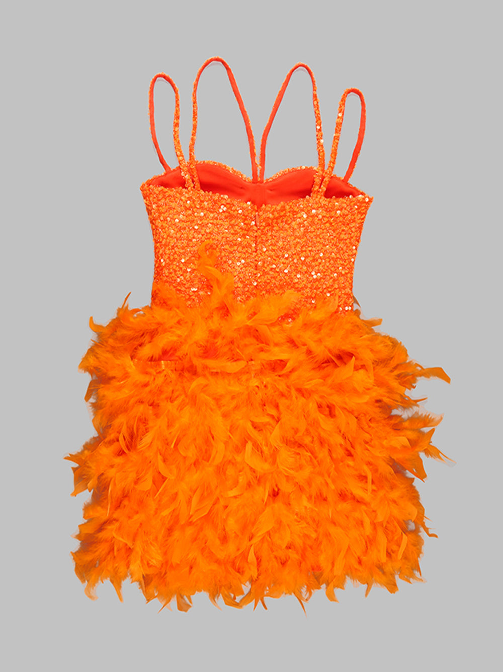 Sequin Sweetheart Cross Strap Feather Skirt Mini Dress - View 5
