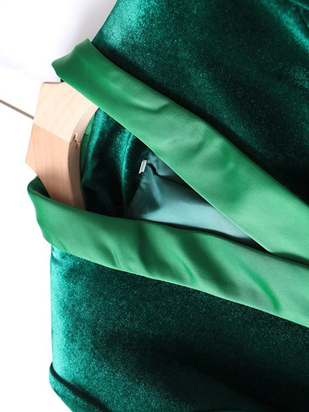 Velvet Satin Lapel Double Breasted Deep V-Neck Blazer Mini Dress - View 8