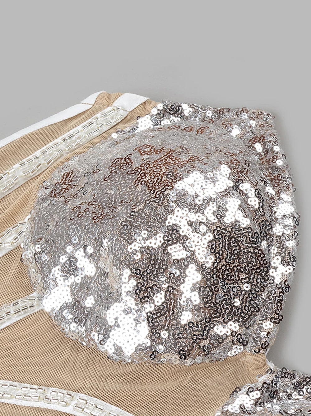 Sequin Strapless Sheer Corset Pearl Beaded Mini Dress - View 3