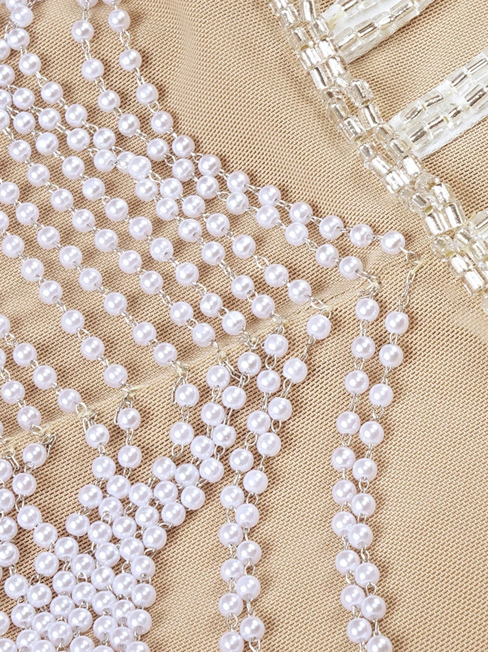 Sequin Strapless Sheer Corset Pearl Beaded Mini Dress - View 7