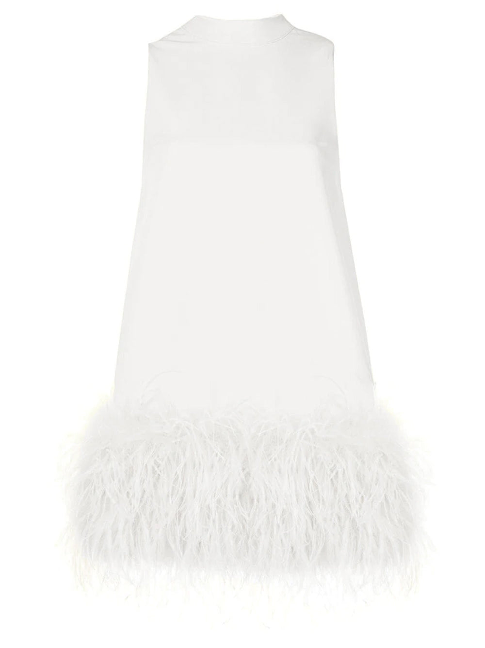 Sleeveless High Neck Feather Hem Shift Mini Dress - View 8