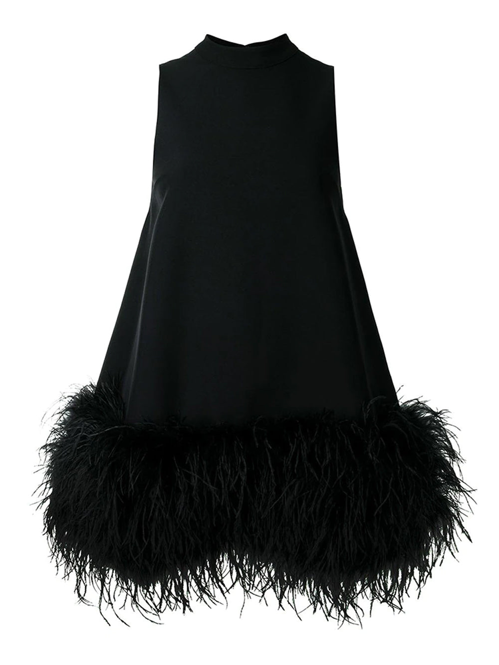 Mock Neck Sleeveless Feather Hem Shift Mini Dress - View 4
