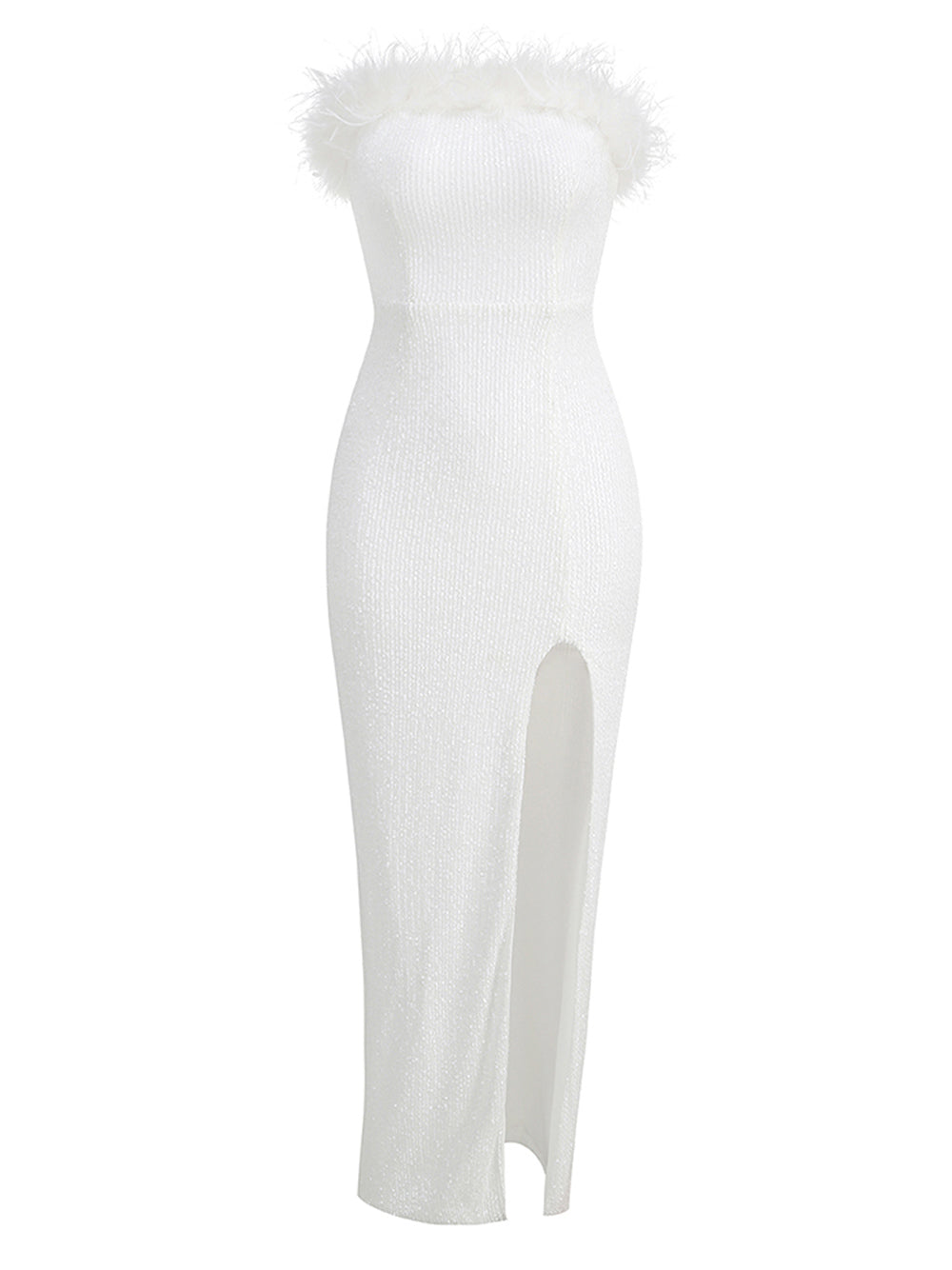 Satin Deep V-Neck One Shoulder Slip Maxi Dress - View 2