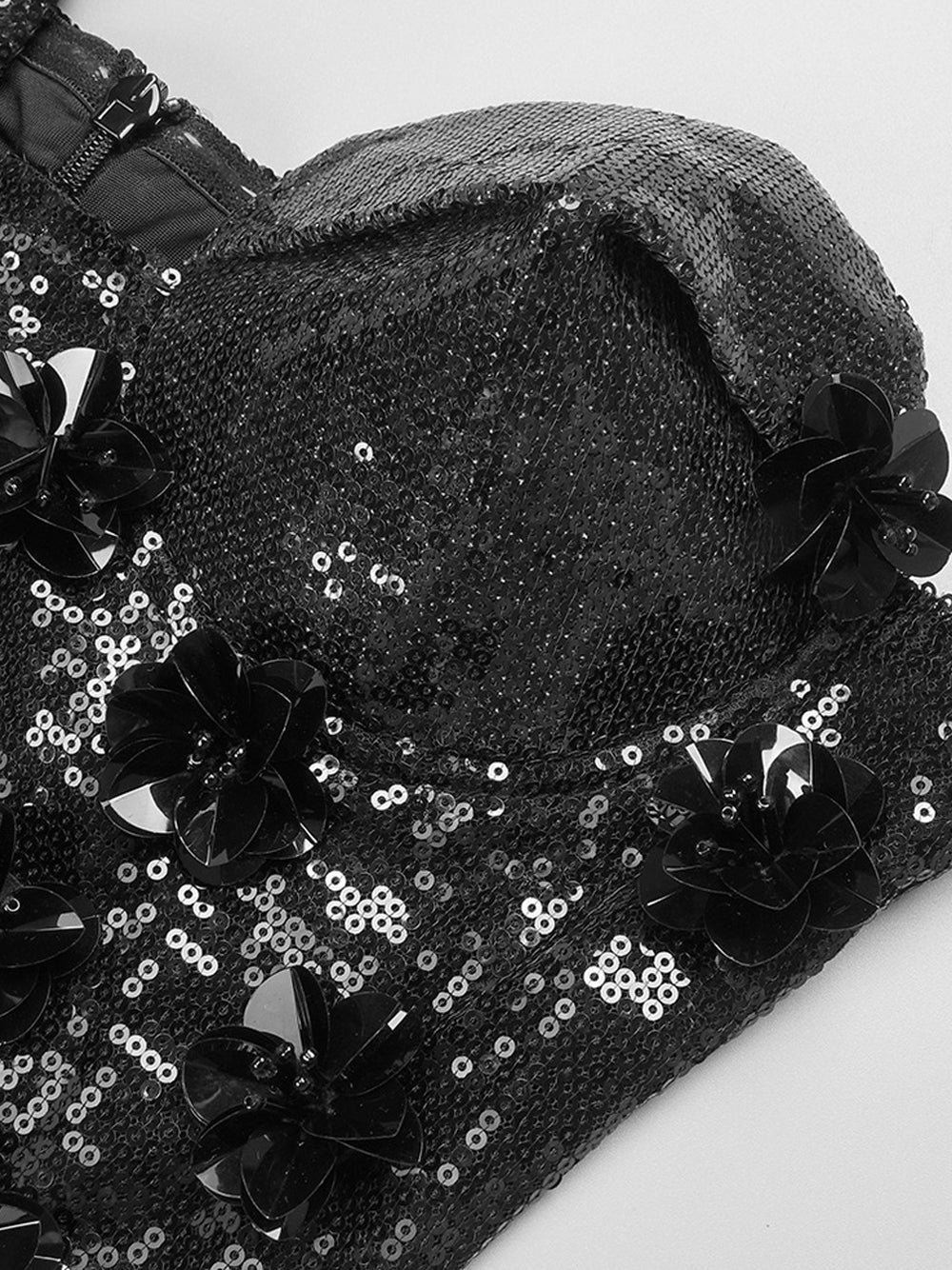 Sequin Strapless Sweetheart Corset 3D Floral Bodycon Maxi Gown - View 14