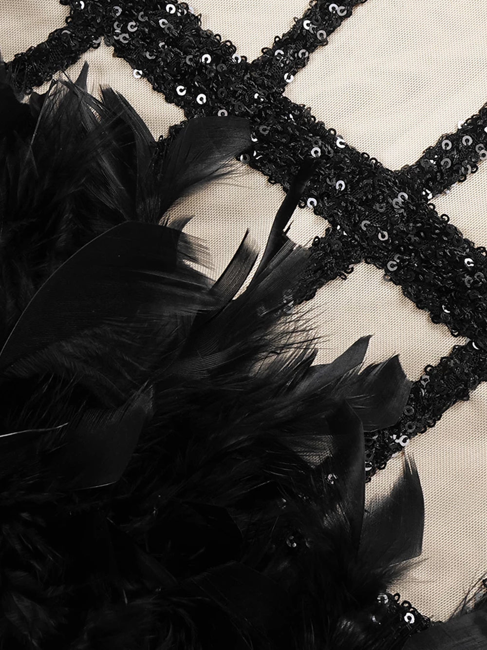 Strapless Sequin Mesh Corset Bodice Feather Skirt Mini Party Dress - View 3
