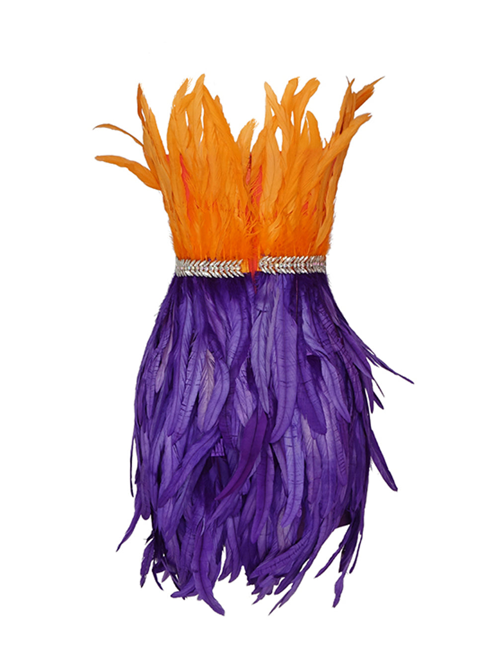 One Shoulder Feather Tiered Strapless Mini Dress - View 5