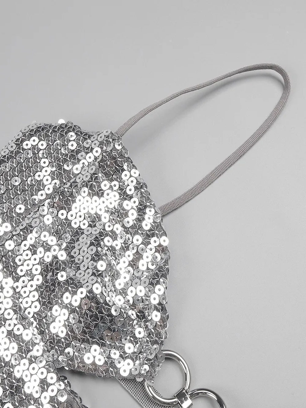 Sequin Spaghetti Strap O Ring Cut Out Bodycon Mini Dress - View 9