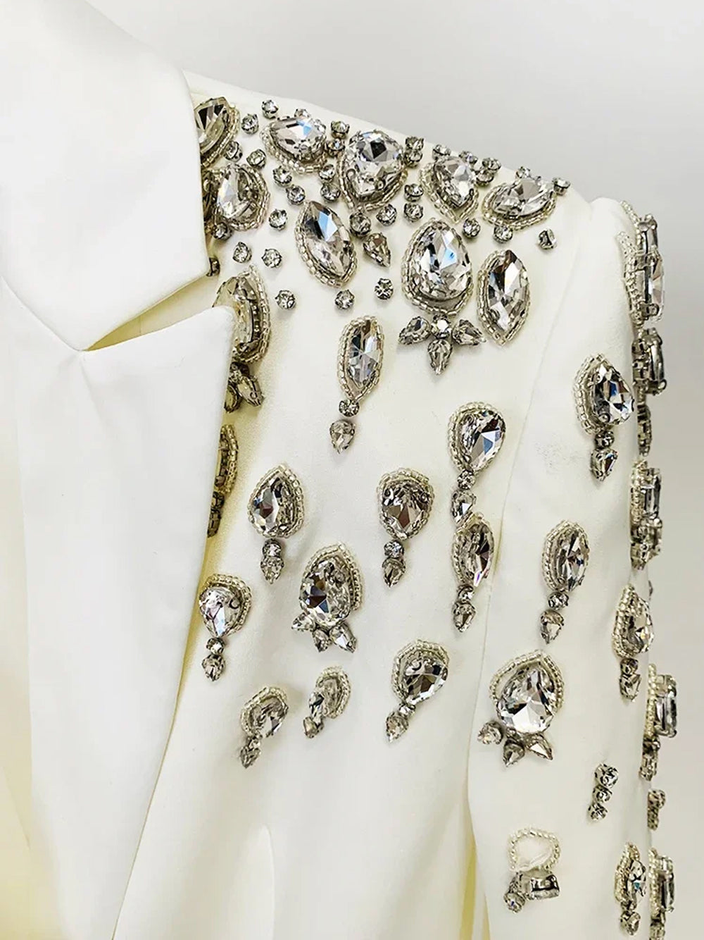 Rhinestone Crystal Embellished Peaked Lapel Blazer Mini Dress - View 5