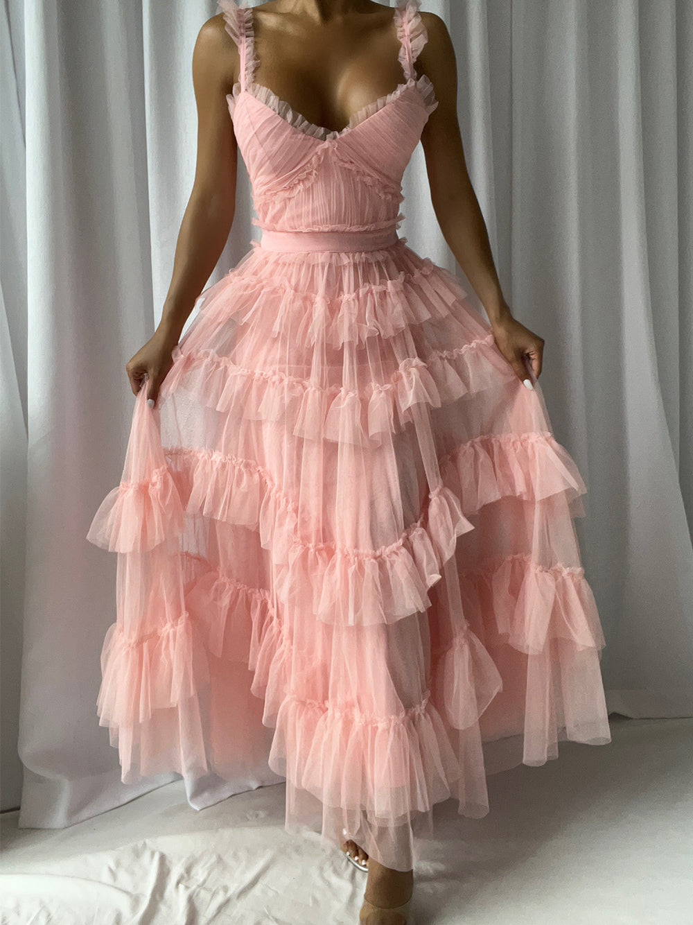 NILA Tulle Maxi Dress in Pink