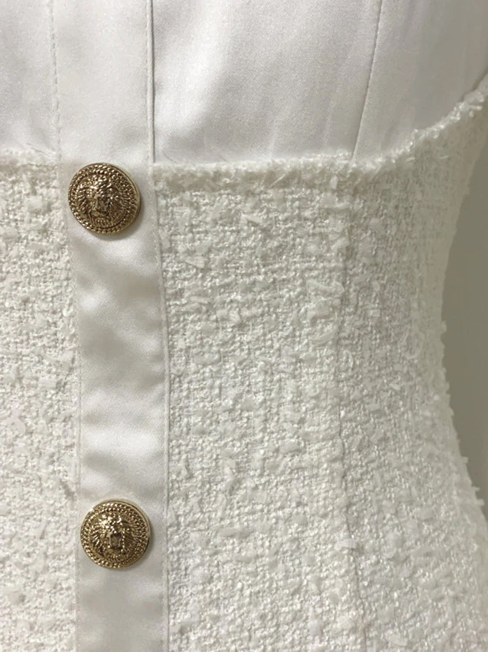 Tweed Overlay Shirt Collar Long Sleeve Button Front Mini Dress - View 8