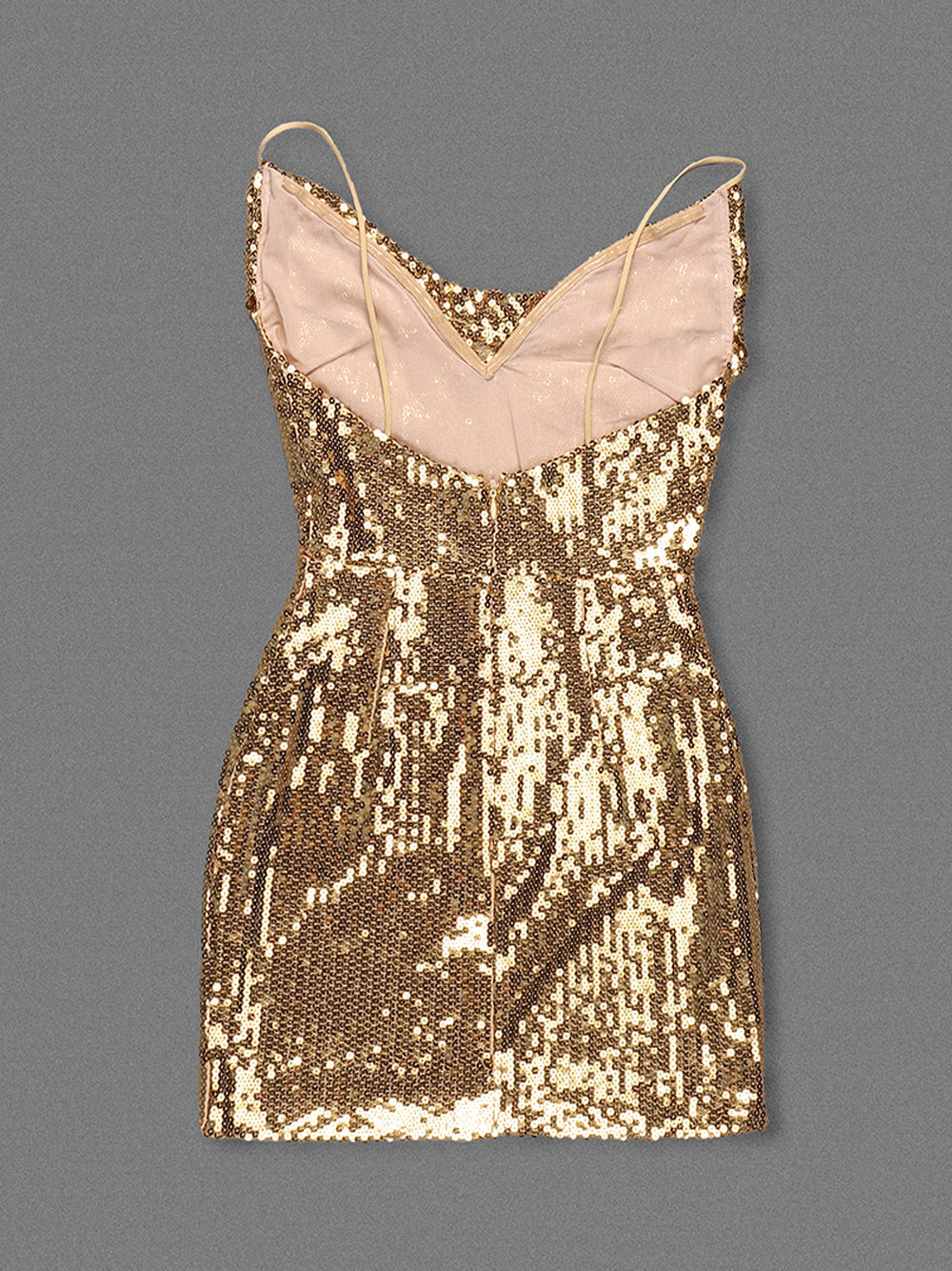 Sequin Cowl Back Spaghetti Strap Bodycon Mini Dress - View 7