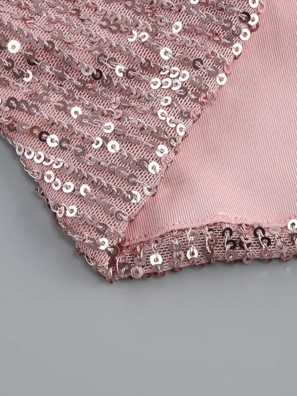 Sequin Strapless Feather Trim Bodycon Mini Dress in Pink - View 10