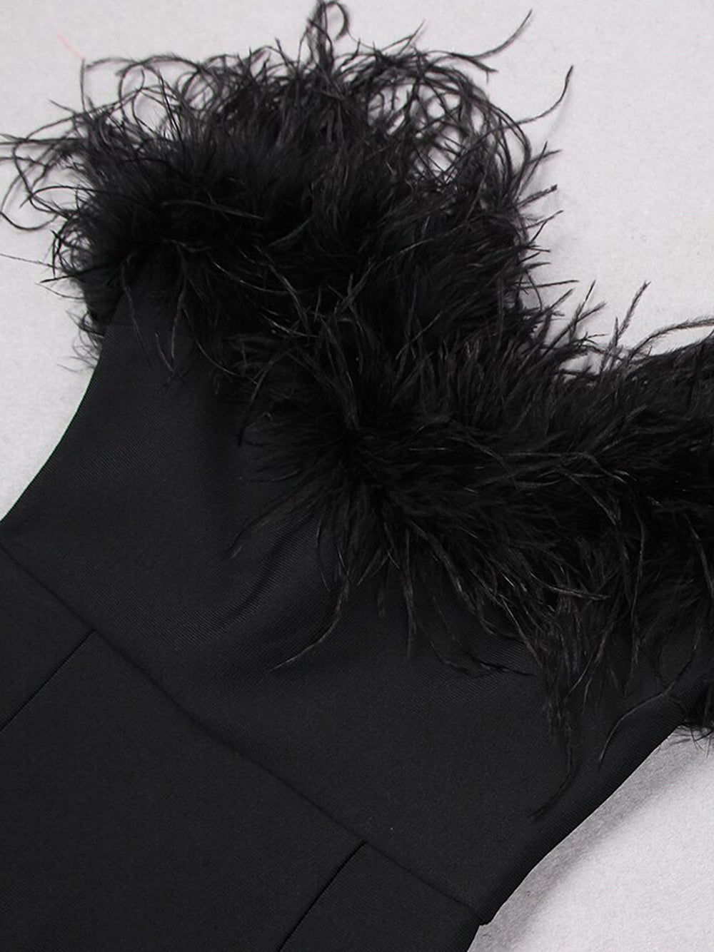 Off Shoulder Feather Trim Column Midi Dress - View 3