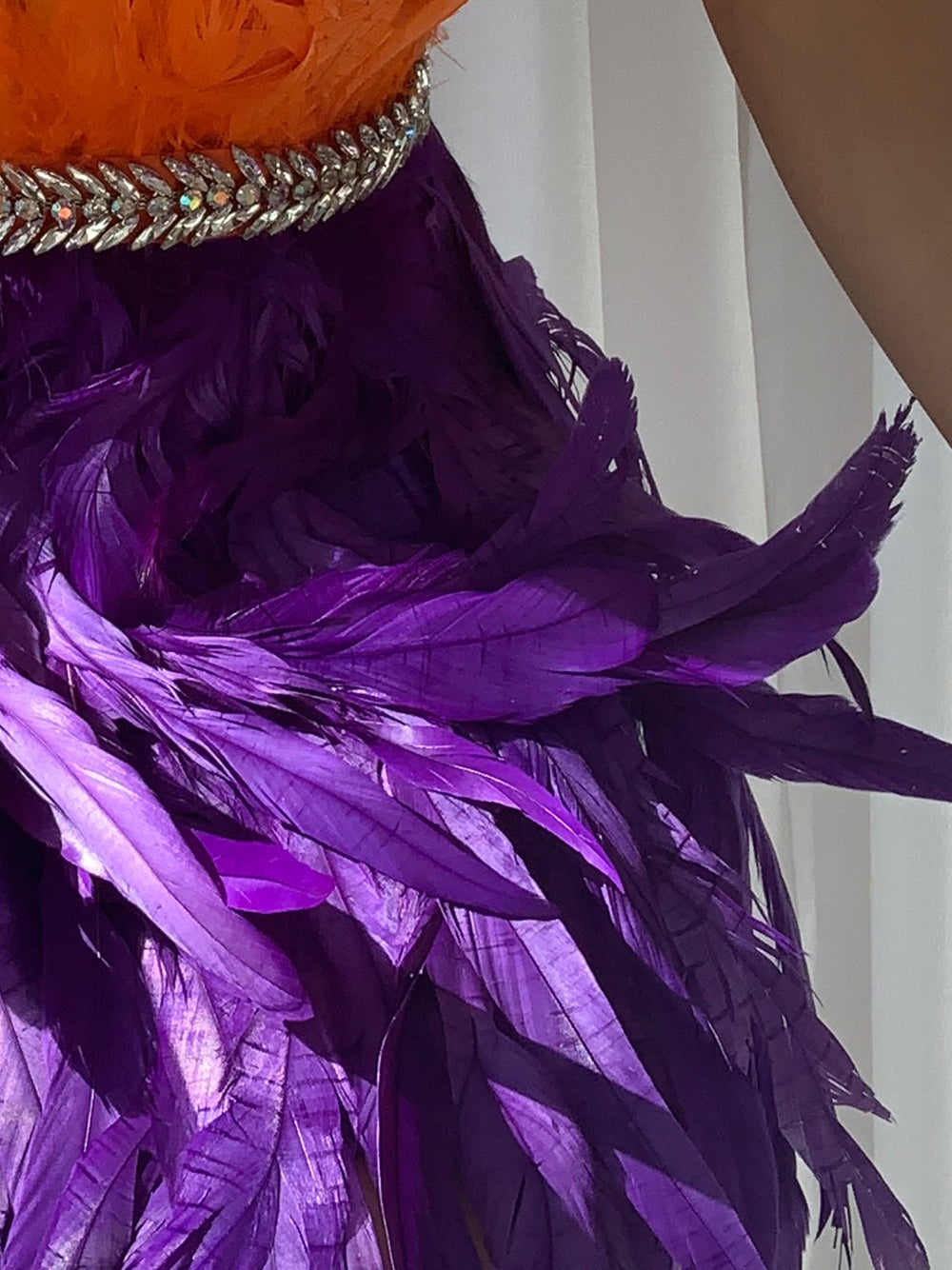 One Shoulder Feather Tiered Strapless Mini Dress - View 10