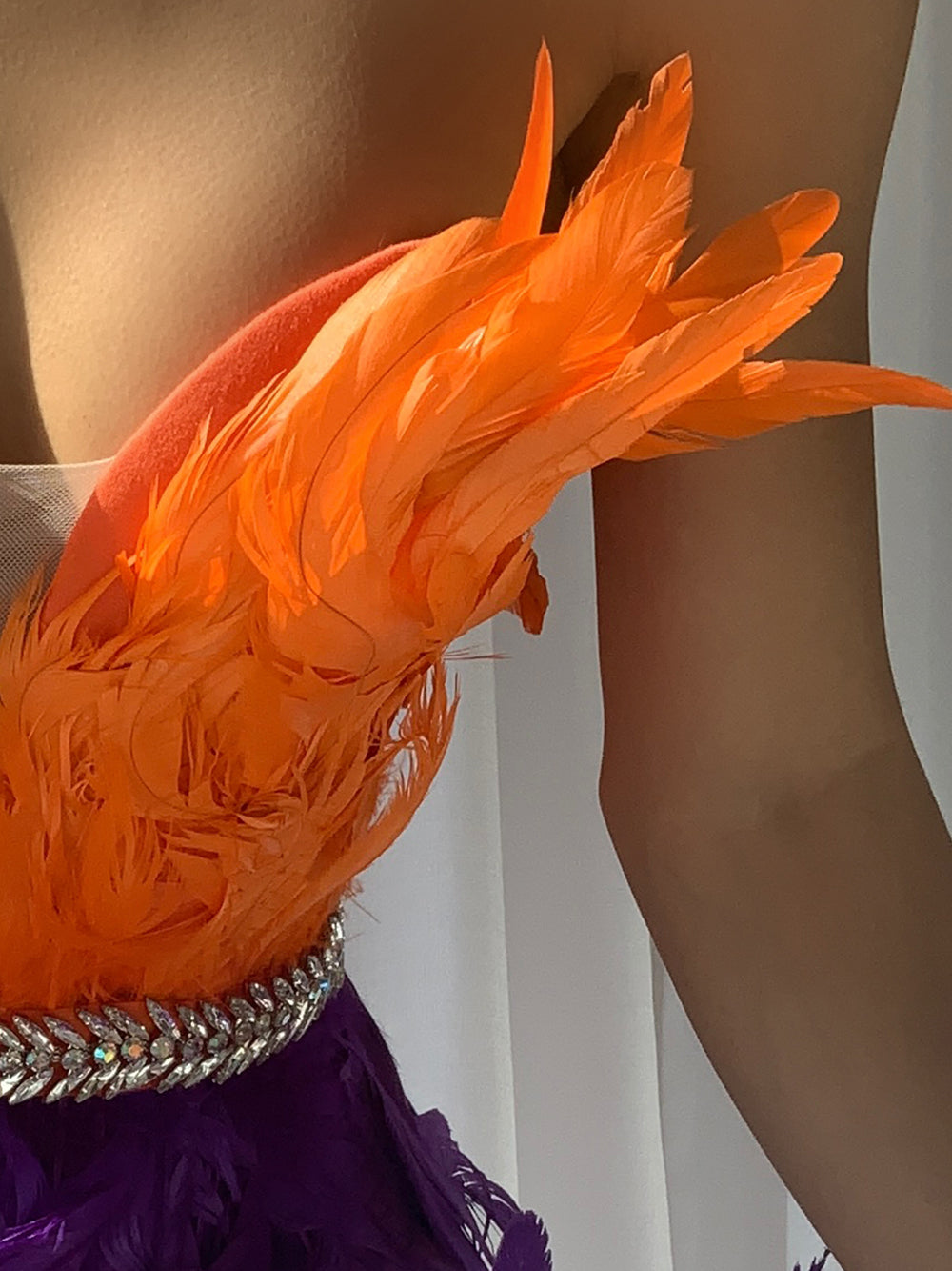 One Shoulder Feather Tiered Strapless Mini Dress - View 9