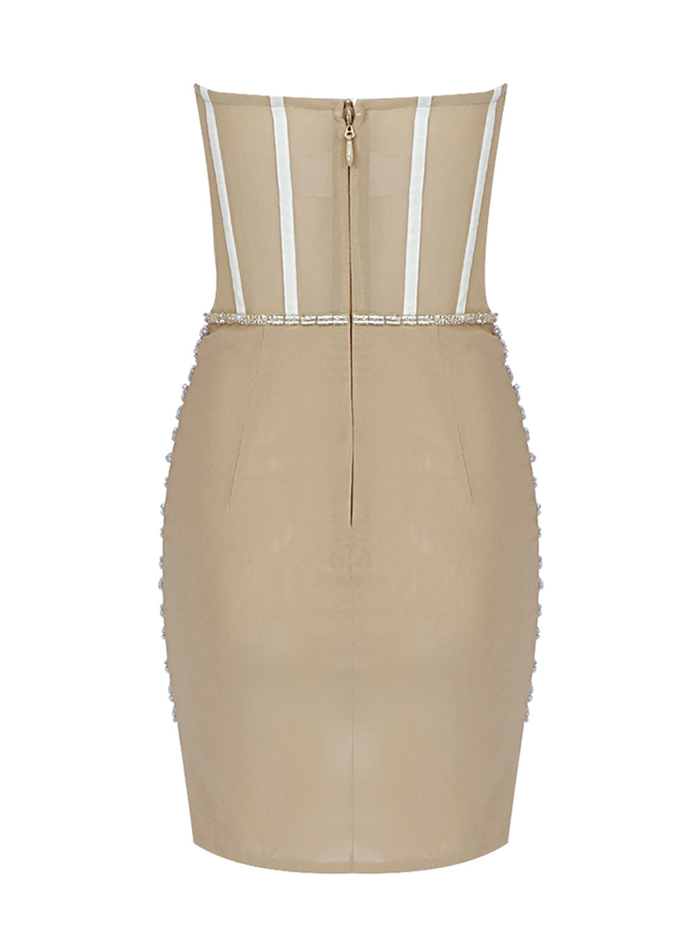 Sequin Strapless Sheer Corset Pearl Beaded Mini Dress - View 2