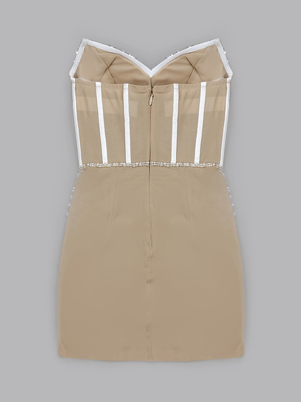 Sequin Strapless Sheer Corset Pearl Beaded Mini Dress - View 6