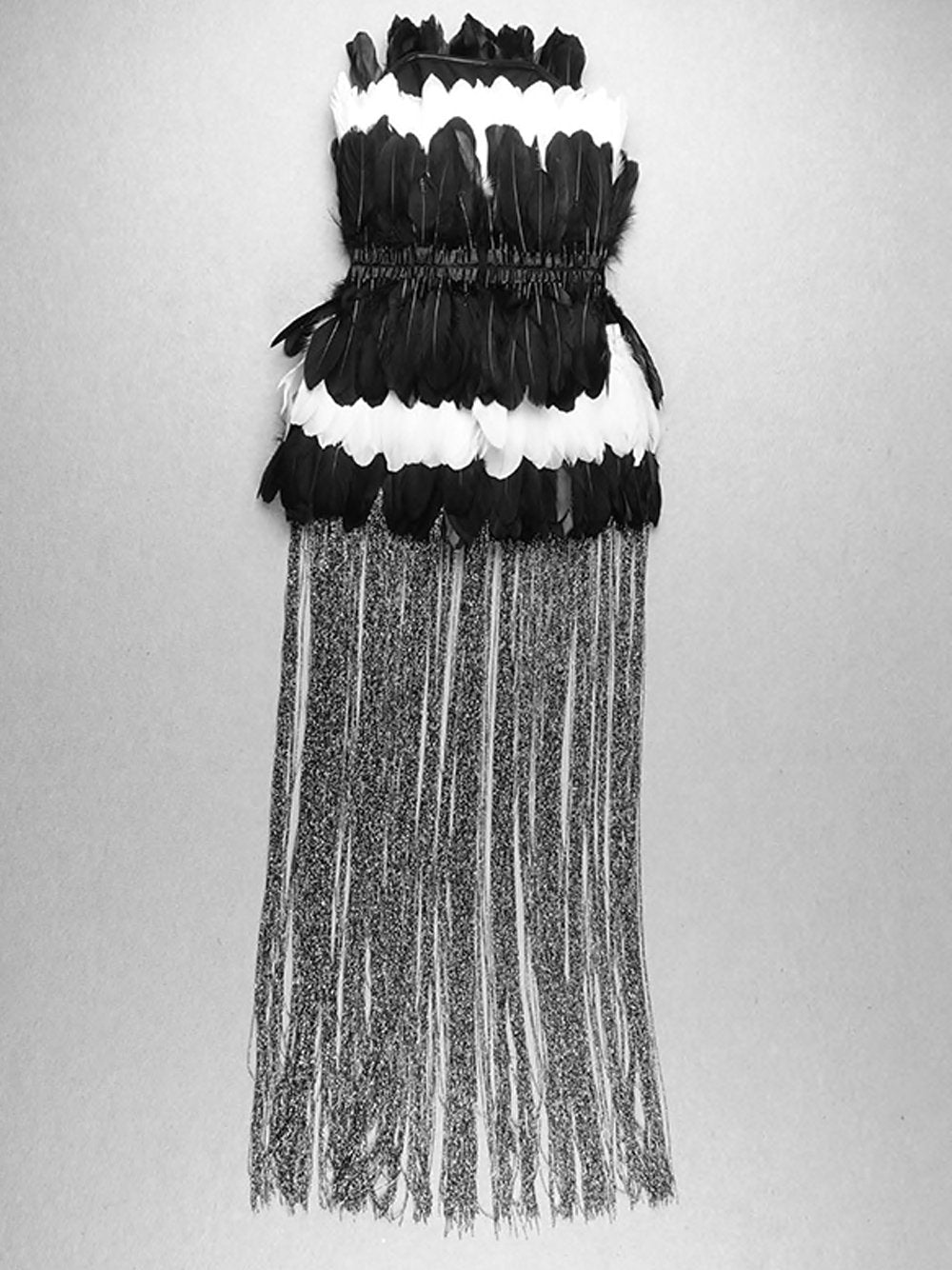 Strapless Feather Tiered Metallic Fringe Mini Dress - View 23