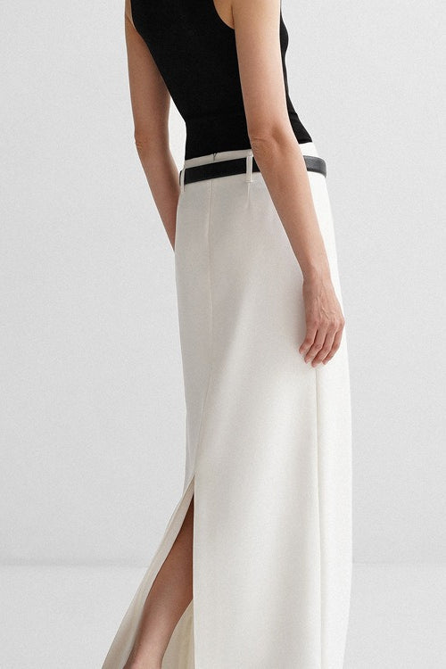 Relaxed Fit White A Line Commuter Skirt