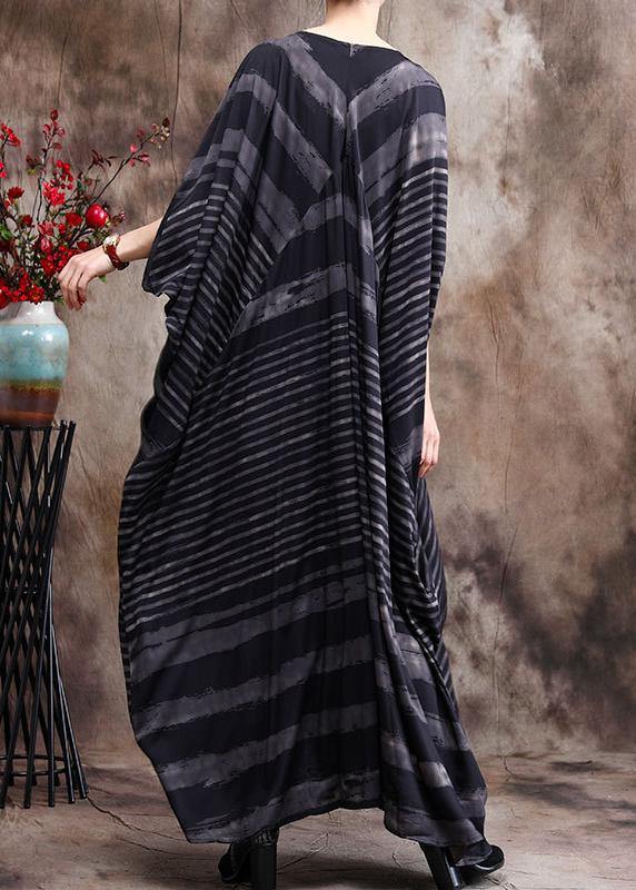 Brushstroke Stripe Deep V-Neck Sleeve Kaftan Maxi Dress - View 4