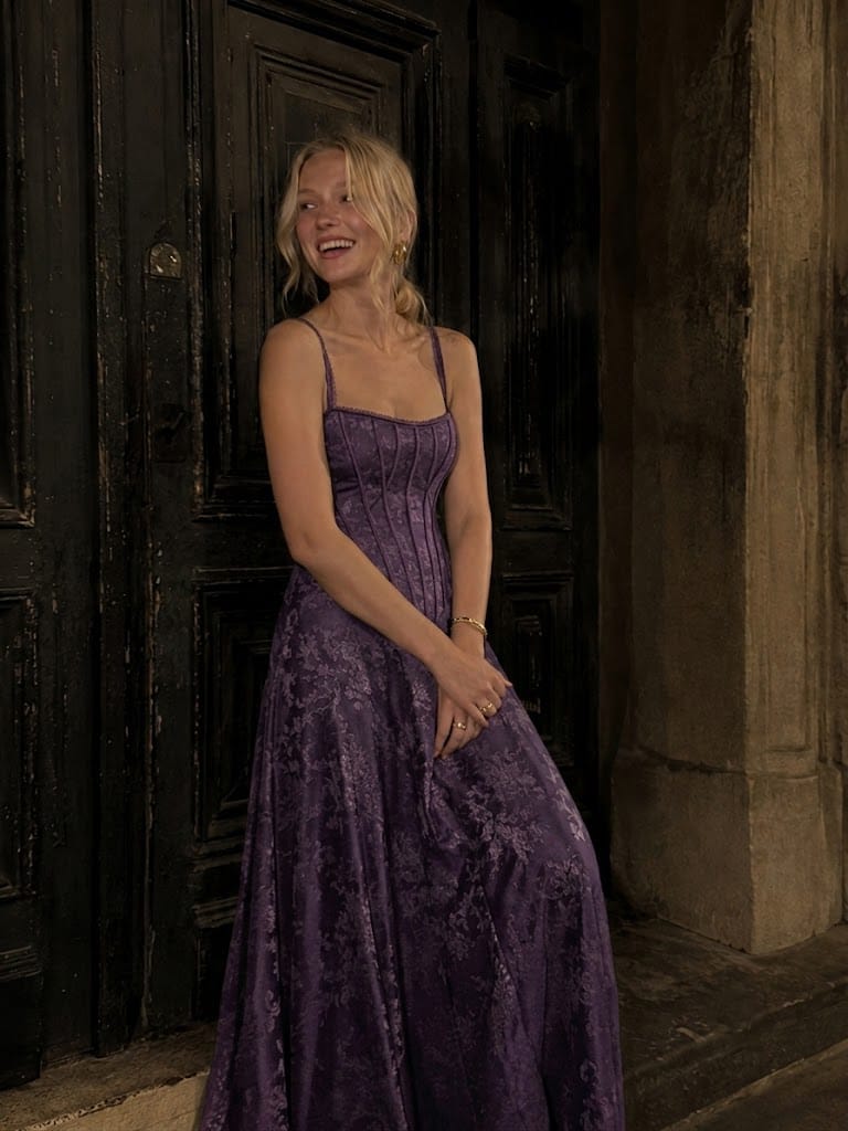 Glitter Jacquard Strappy Corset A-Line Ball Gown 7