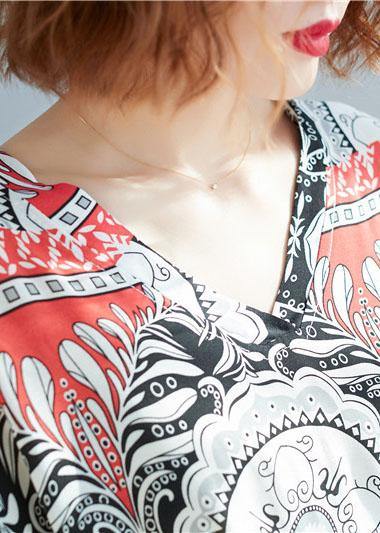 Mandala Medallion Print V-Neck Batwing Sleeve Border Maxi Dress - View 5