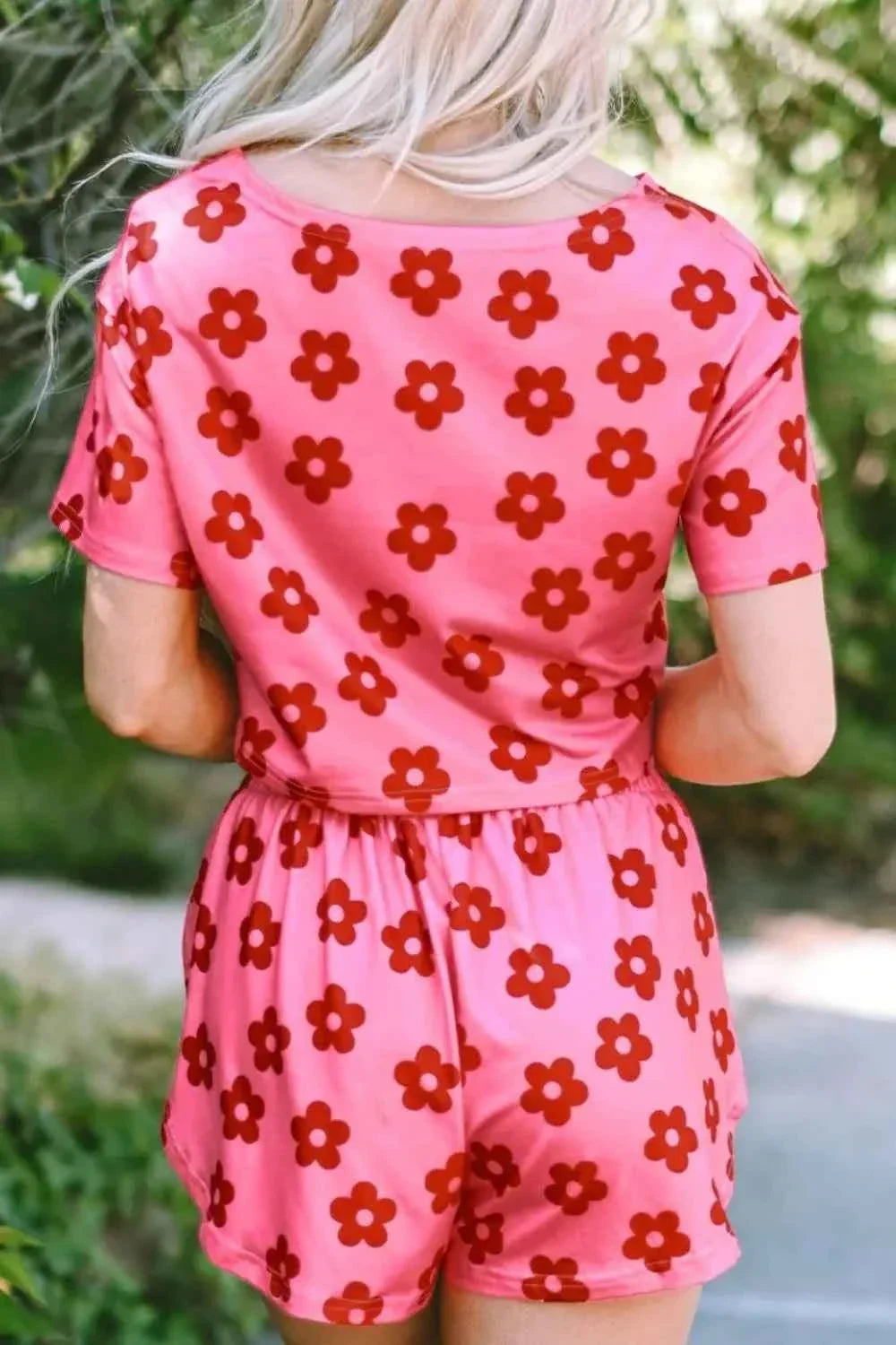 Floral Cropped Tee and Shorts Lounge Set