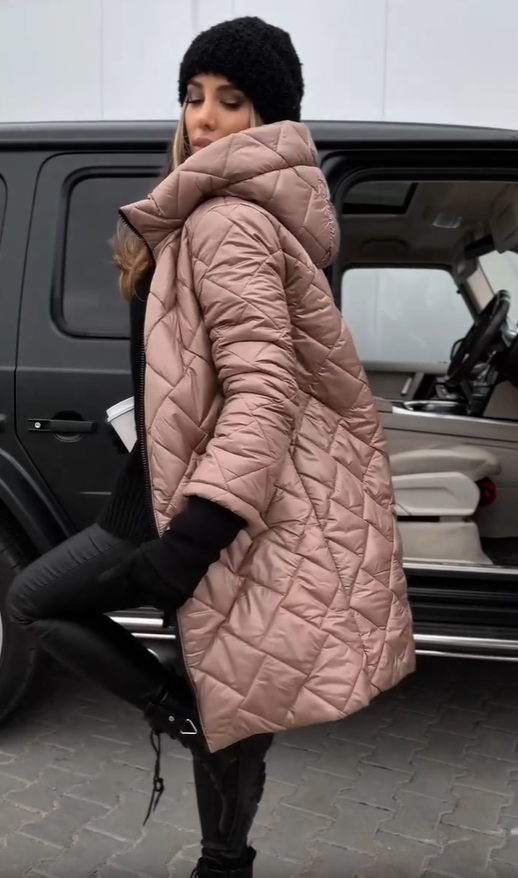 Quilted Hooded Zip Front Longline Puffer Coat 3