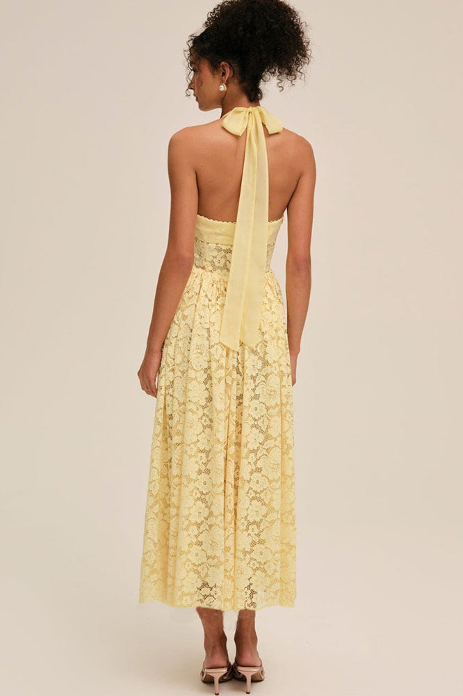 Backless Halter-Neck Lace Dress