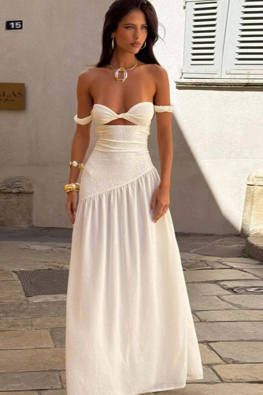 Twist Front Cut Out One Shoulder A-Line Maxi Dress - View 3