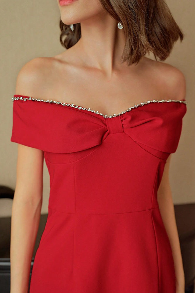 Off Shoulder Butterfly Embellished Bodycon Mini Dress - View 4