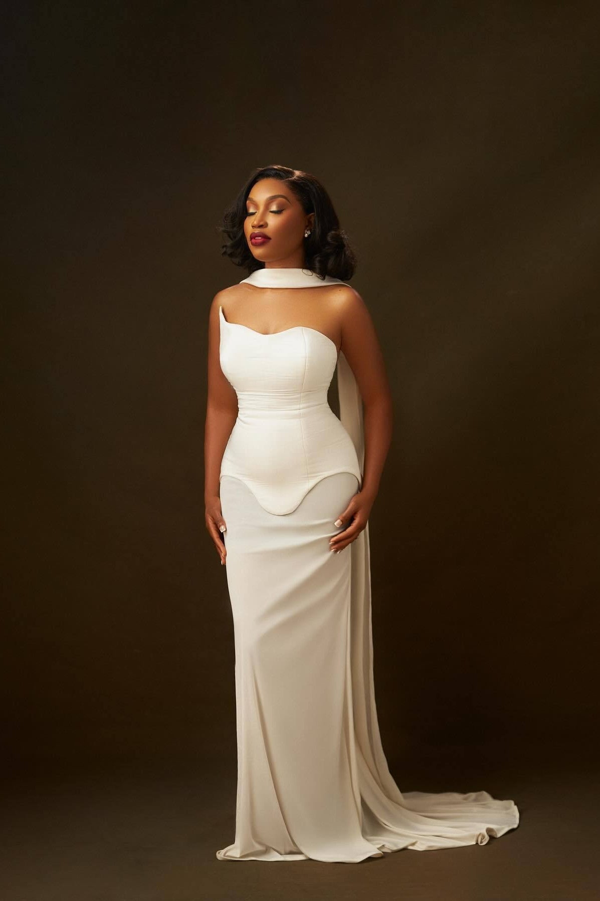One Shoulder Sweetheart Sheer Mesh Bodycon Maxi Gown - View 13