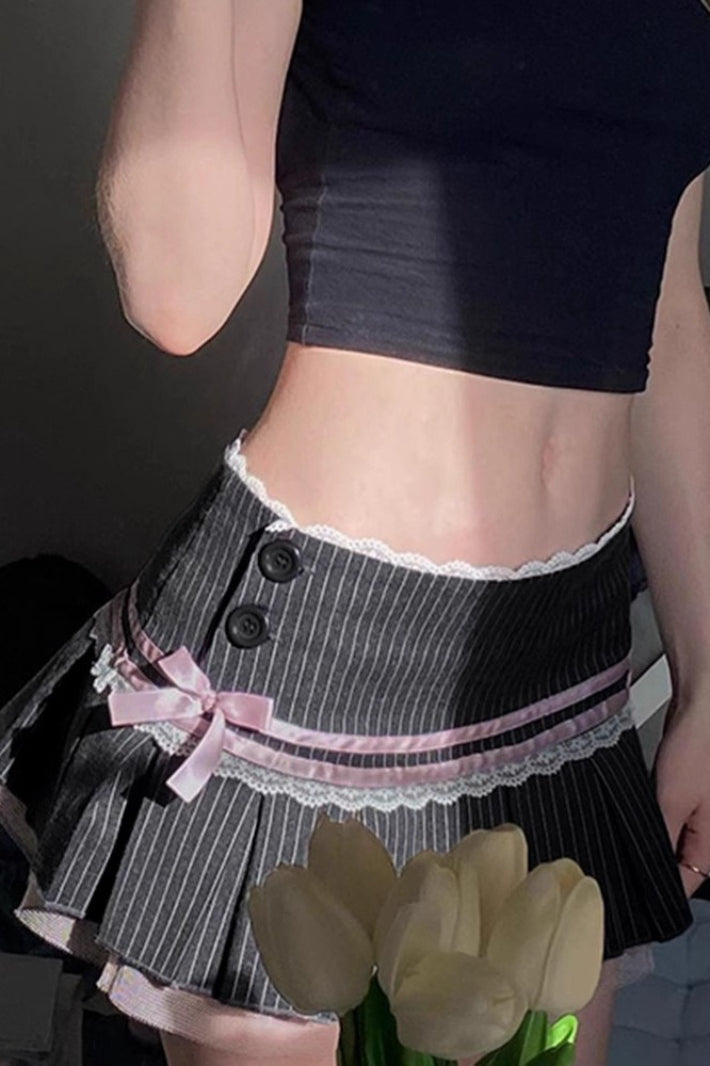 Balletcore Color Block Pleated Mini Skirt