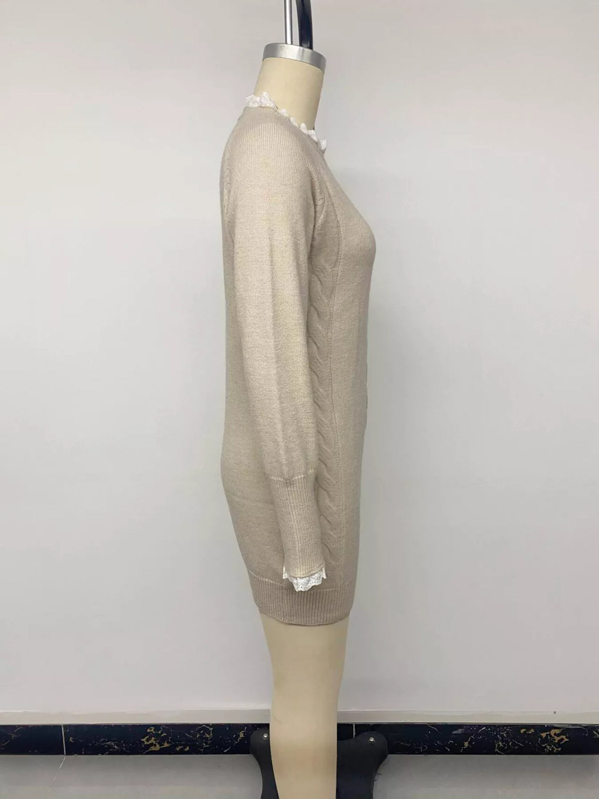 Cable Knit Raglan Sleeve Sweater Dress
