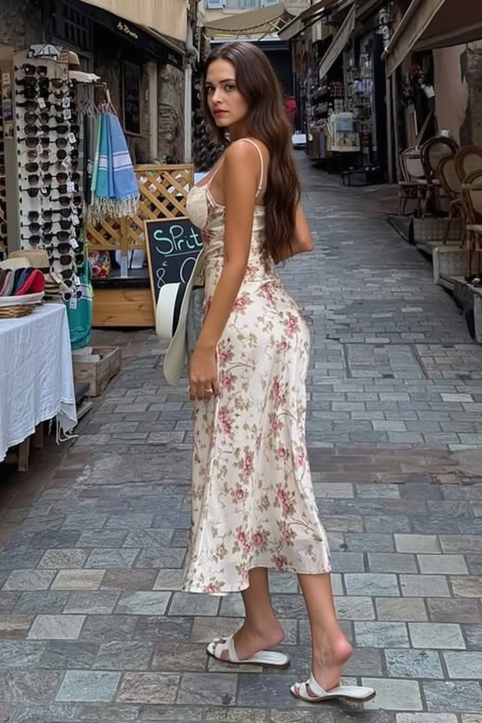 Lace Satin Floral Maxi Dress