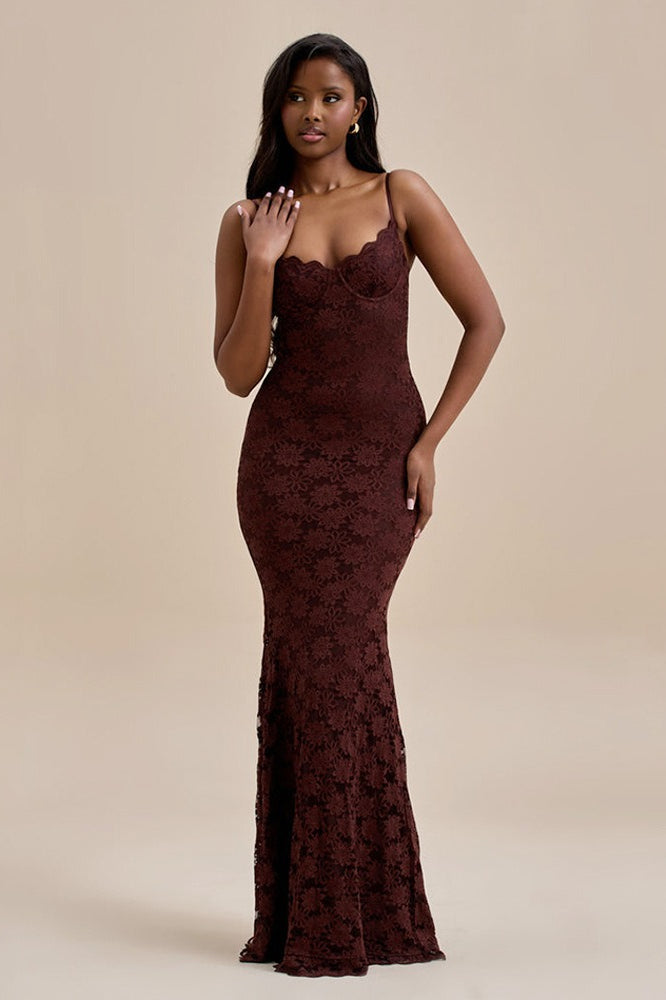 Backless Bodycon Cami Lace Maxi Dress - View 3