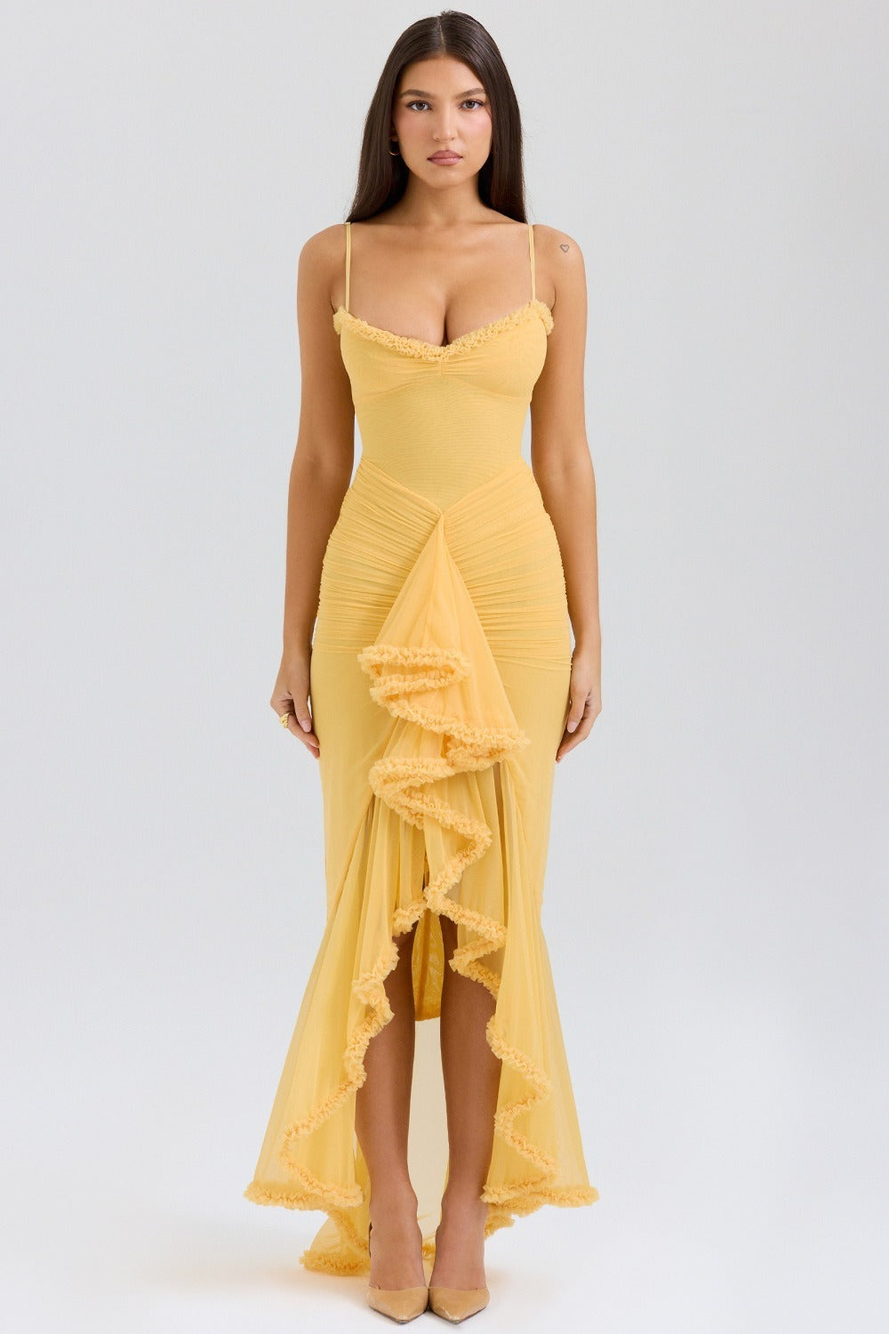 Stretch Mesh V Neck Cami Midi Dress - View 6
