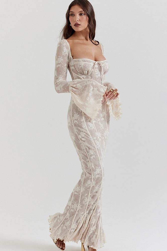 Backless Lace Bodycon Maxi Dress